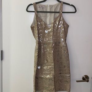 Tan and silver cocktail dress